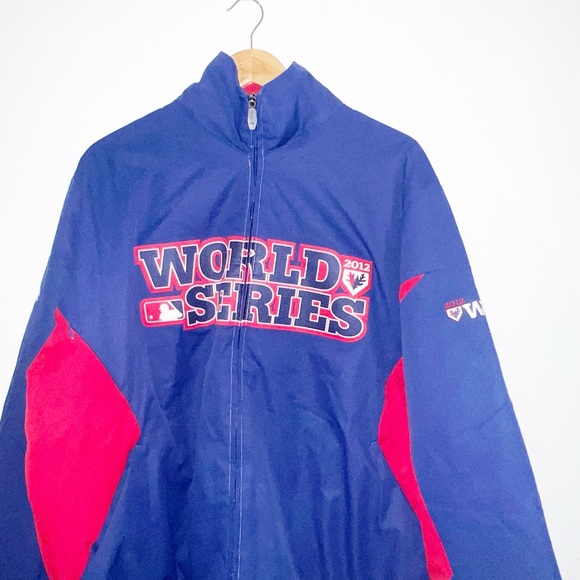 Majestic world series 2012 men’s blue and red Therma base full zip jacket - Picture 2 of 13